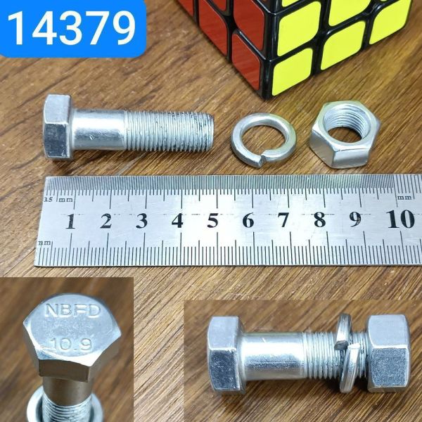 Болт М12х1,25х40 КАМАЗ опорного диска супорта (міцн. 8.8) жовтий з гайкою,гровером