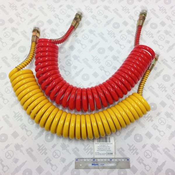 Шланг пневматический витой M22 L6,5м комплект красный и желтый полиуретан PU