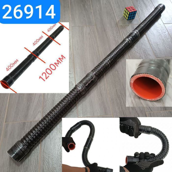 Патрубок силіконовий гнучкий 60х1200 5сл S6мм MVQ BLACKREDsil