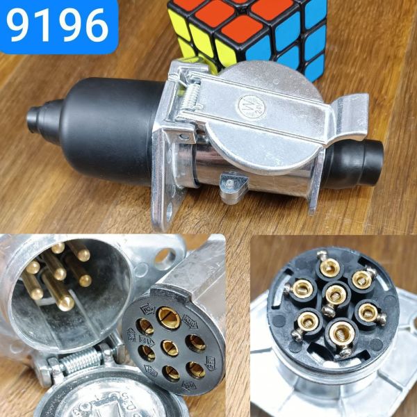 Вилка-розетка штепсельна причепа вбудована ЄВРО КРАЗ МАЗ КАМАЗ 24В корпус AL, контакт Cu-Zn